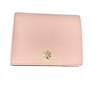 Tory Burch Blush Card Holder with Gold Emblem